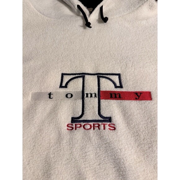 Tommy Hilfiger Men's Fleece Hoodie Sweatshirt Size XL Drawstring White Logo VTG - Picture 2 of 7